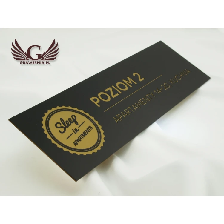 Door or Wall Plaque - Black Matte Engraving Laminate Exterior - SZ110 - Size 300x90mm