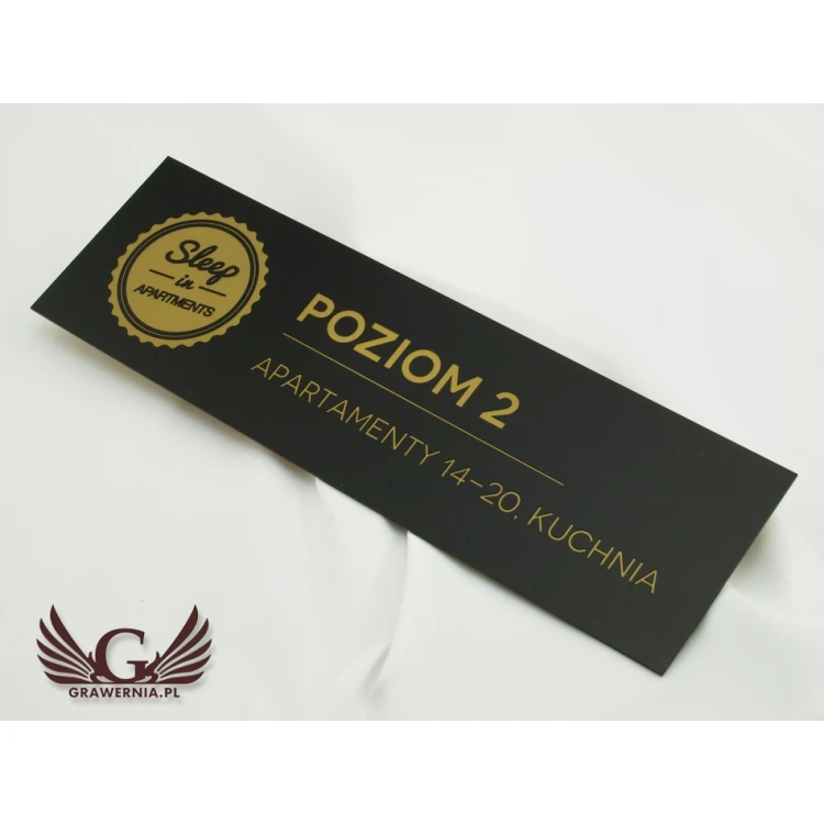 Door or Wall Plaque - Black Matte Engraving Laminate Exterior - SZ110 - Size 300x90mm