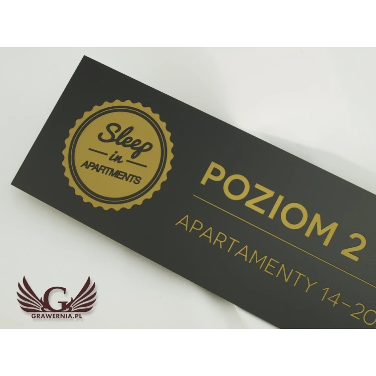 Door or Wall Plaque - Black Matte Engraving Laminate Exterior - SZ110 - Size 300x90mm