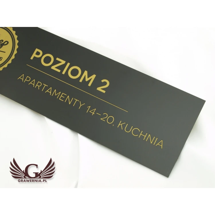 Door or Wall Plaque - Black Matte Engraving Laminate Exterior - SZ110 - Size 300x90mm