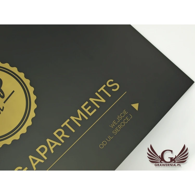 Door or Wall Plaque - Black Matte Engraving Laminate Exterior - SZ066 - Size 700x400mm
