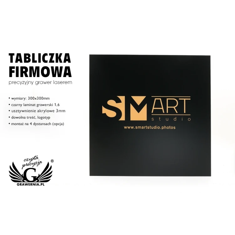 Engraved Plaque - Matte Black with Gold Matte Engraving - SZ0133 - Size 300x300mm