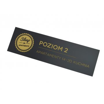 Door or Wall Plaque - Black Matte Engraving Laminate Exterior - SZ110 - Size 300x90mm