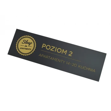 Door or Wall Plaque - Black Matte Engraving Laminate Exterior - SZ110 - Size 300x90mm
