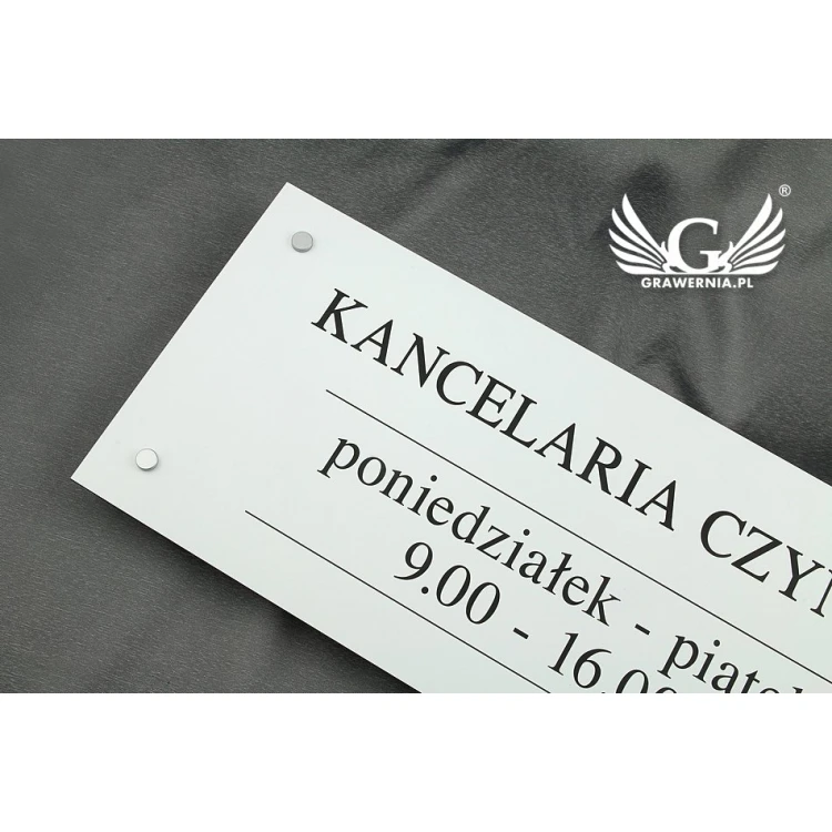 OFFICE SIGN - white laminate - opening hours - SZ086 - size 500x210mm