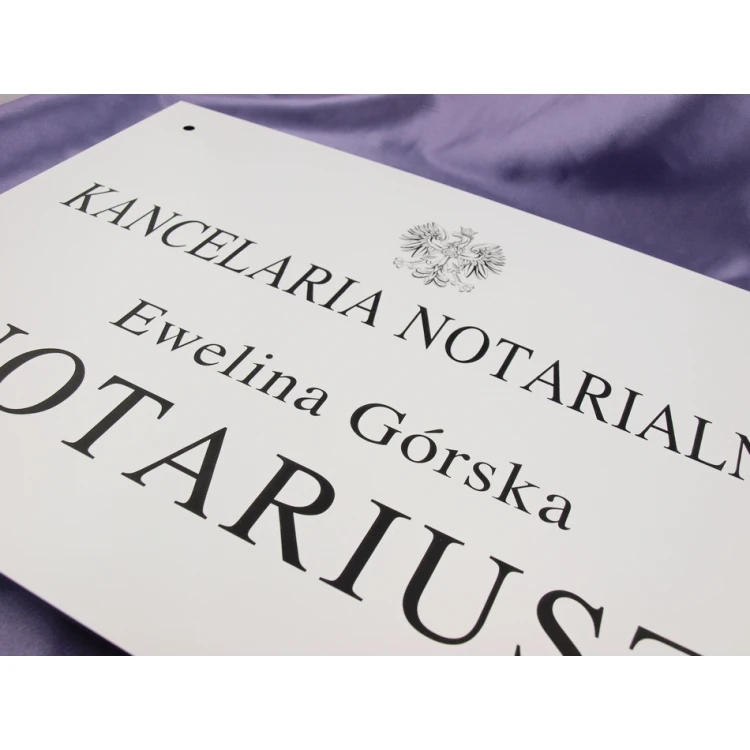 NOTARY SIGN - main white sign - SZ037 - dimensions 500x350mm