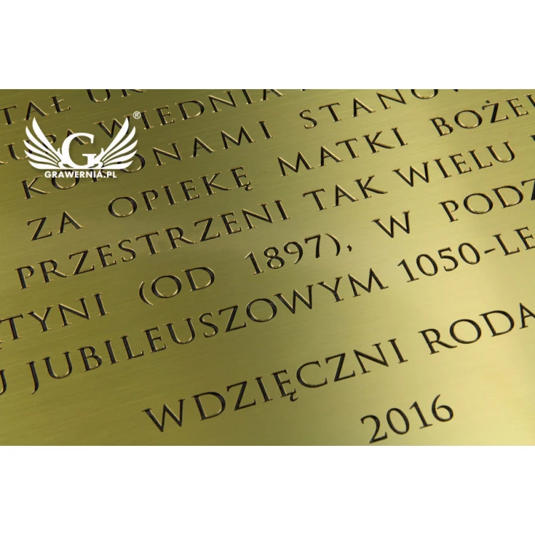 Commemorative Plaque - Brushed and Lacquered Brass - Size 400x200mm