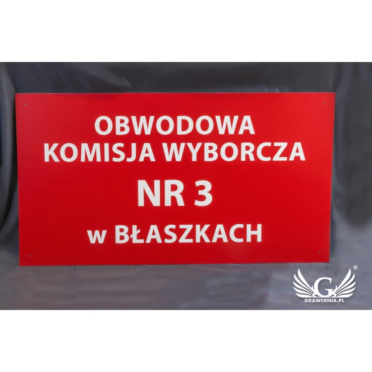 Engraved Sign 3mm thick - dimensions 1100x600mm - SZ114
