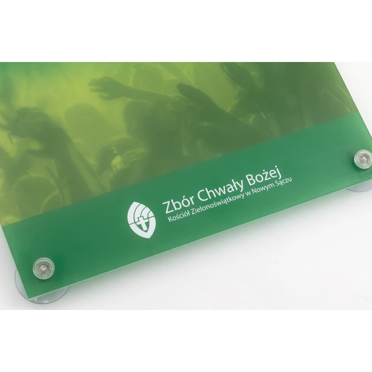 Plexiglass Matte Shield 3mm thick for window mounting with suction cups - UV print - frost white semi-transparent plexi - dimensions 400x300mm - UV print - SZ147