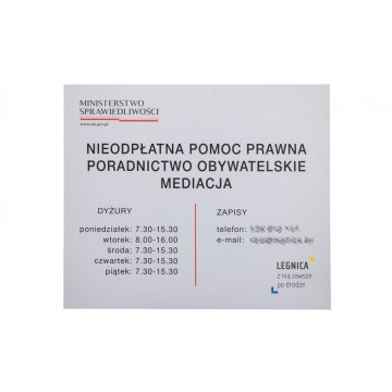 Plaque with opening hours and logos - size 700x600mm - PVC - UV print - SZUV033