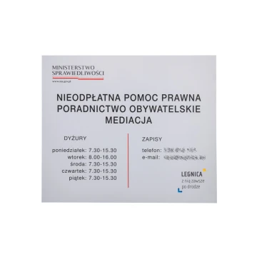 Plaque with opening hours and logos - size 700x600mm - PVC - UV print - SZUV033
