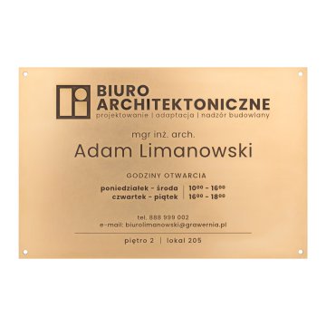 Brass Plaque - CNC Engraving - Size 295x195mm - TAB574