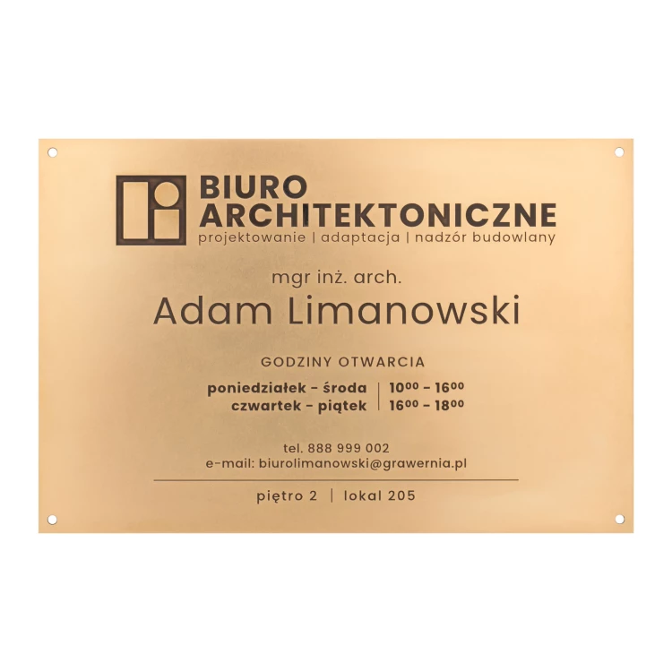 Brass Plaque - CNC Engraving - Size 295x195mm - TAB574