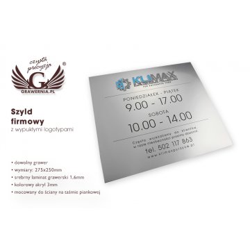 Plaque with embossed logo - SZ038 - size 275x250mm