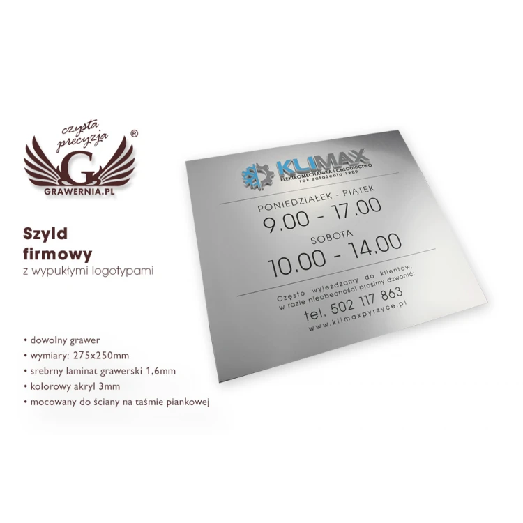 Plaque with embossed logo - SZ038 - size 275x250mm
