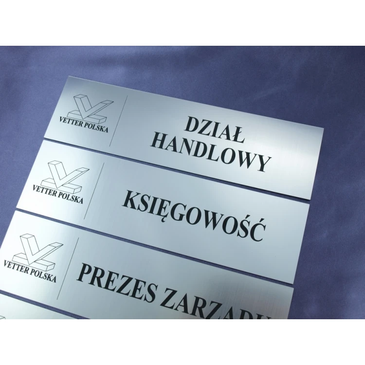 Plaques for Your Company - with room names and logo - 29x8cm - rectangular corners