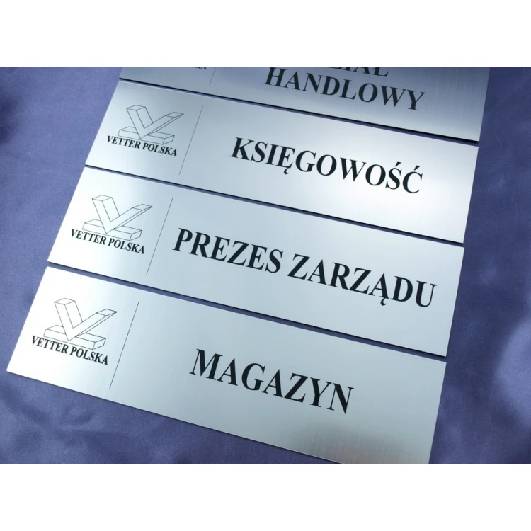 Plaques for Your Company - with room names and logo - 29x8cm - rectangular corners