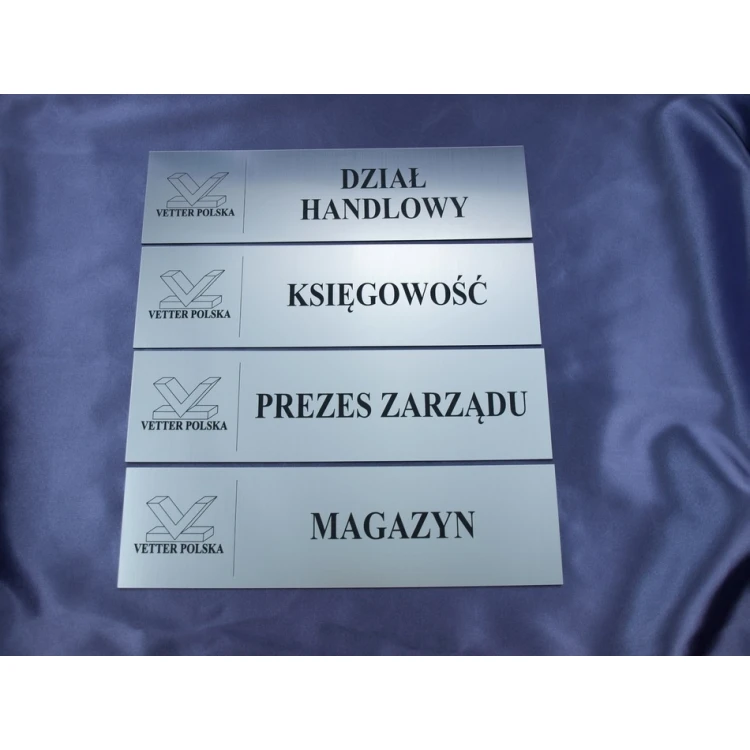 Plaques for Your Company - with room names and logo - 29x8cm - rectangular corners