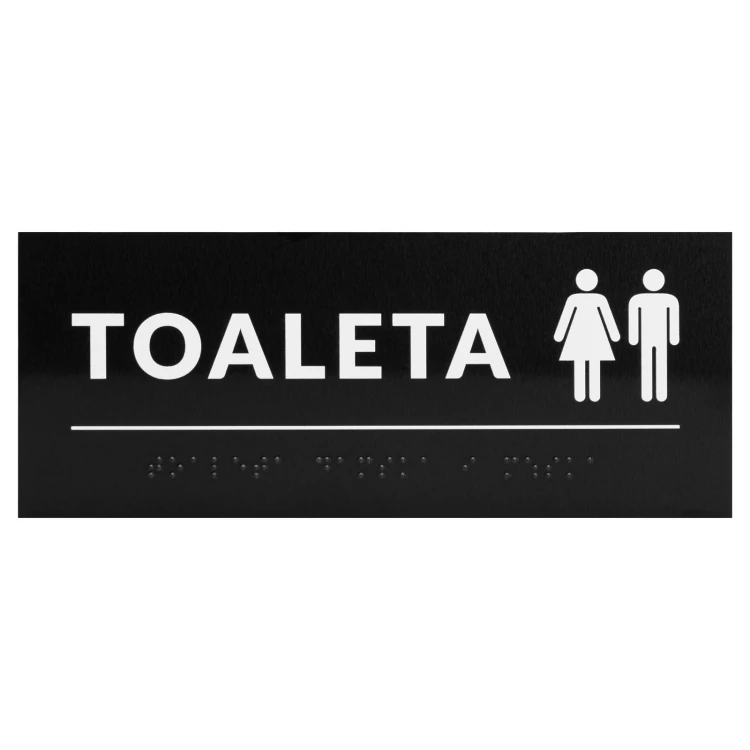 Braille sign - toilet - hard PVC - size 200x80 mm - TAB670
