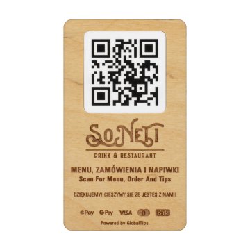 Plaque/Menu with exchangeable QR code and company logo - size 120x70 mm - TAB682