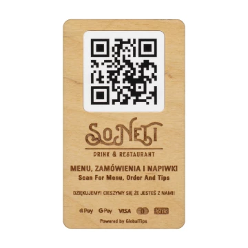 Plaque/Menu with exchangeable QR code and company logo - size 120x70 mm - TAB682