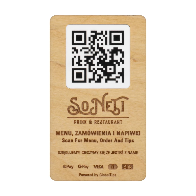 Plaque/Menu with exchangeable QR code and company logo - size 120x70 mm - TAB682