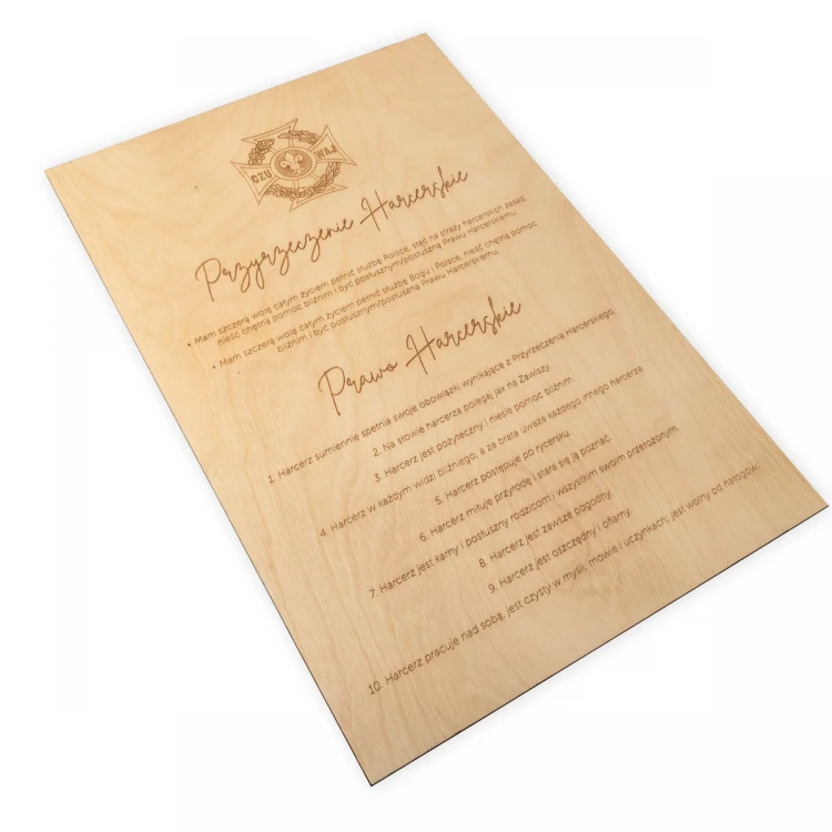 Laser Engraved Wooden Board - size 600x400mm - TAB485