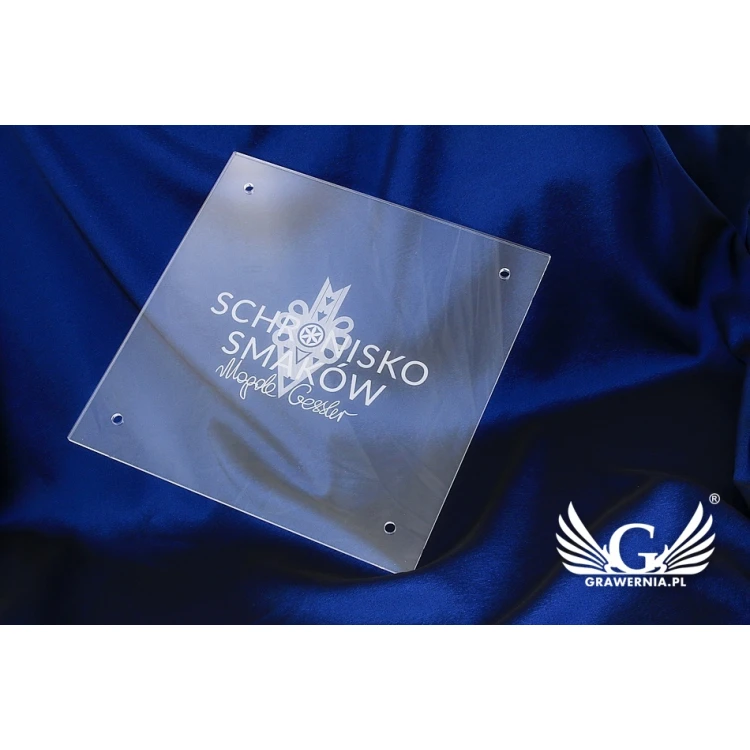 Company Signboard with Your Logo - Engraved Plexiglass 5mm Thick - SZ084 - Size 300x300mm