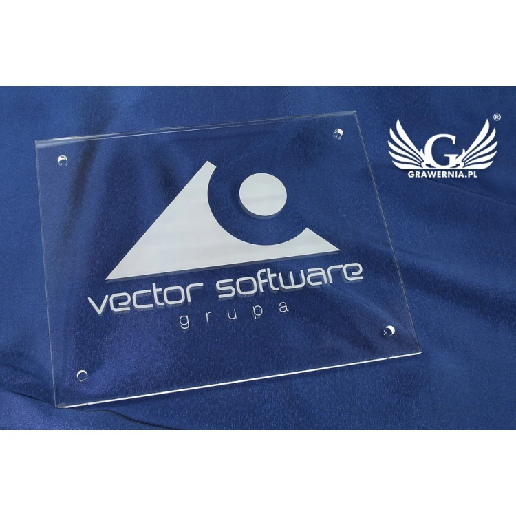 Company Signboard with Your Logo - Engraved Plexiglass 5mm Thick - SZ087 - Size 200x250mm