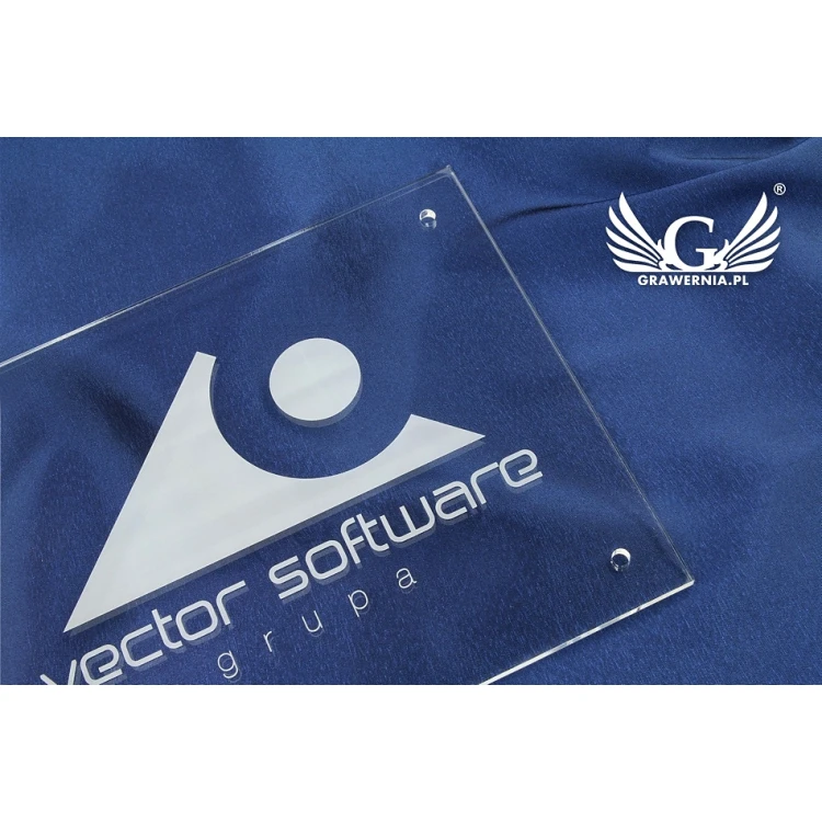 Company Signboard with Your Logo - Engraved Plexiglass 5mm Thick - SZ087 - Size 200x250mm
