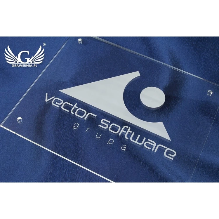 Company Signboard with Your Logo - Engraved Plexiglass 5mm Thick - SZ087 - Size 200x250mm
