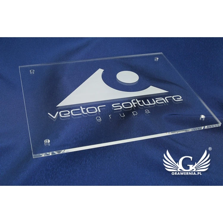 Company Signboard with Your Logo - Engraved Plexiglass 5mm Thick - SZ087 - Size 200x250mm