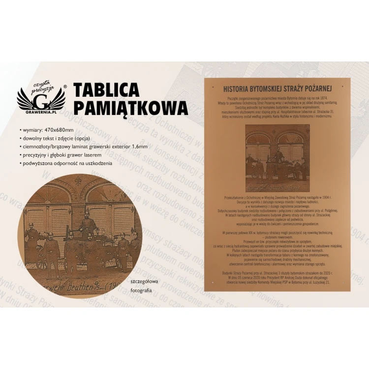 Engraved commemorative plaque with photo - exterior laminate - size 470x680mm - TAB112