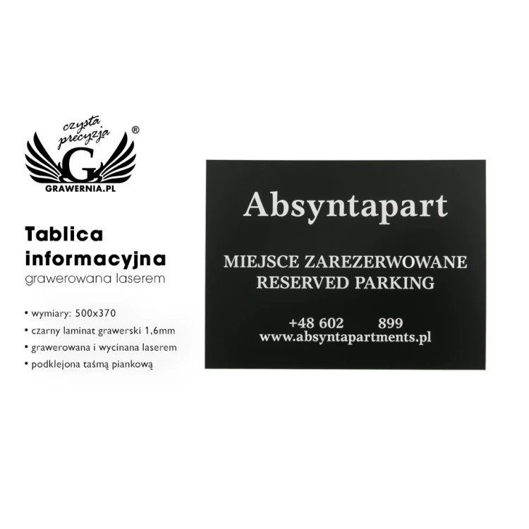 Engraved Information Board - Parking Spot - Laminate Thickness 1.6mm - Dimensions 500x370mm - SZ123