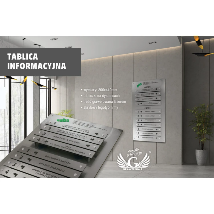 Information board for distances - laser engraved - dimensions: 800x440mm - TAB058