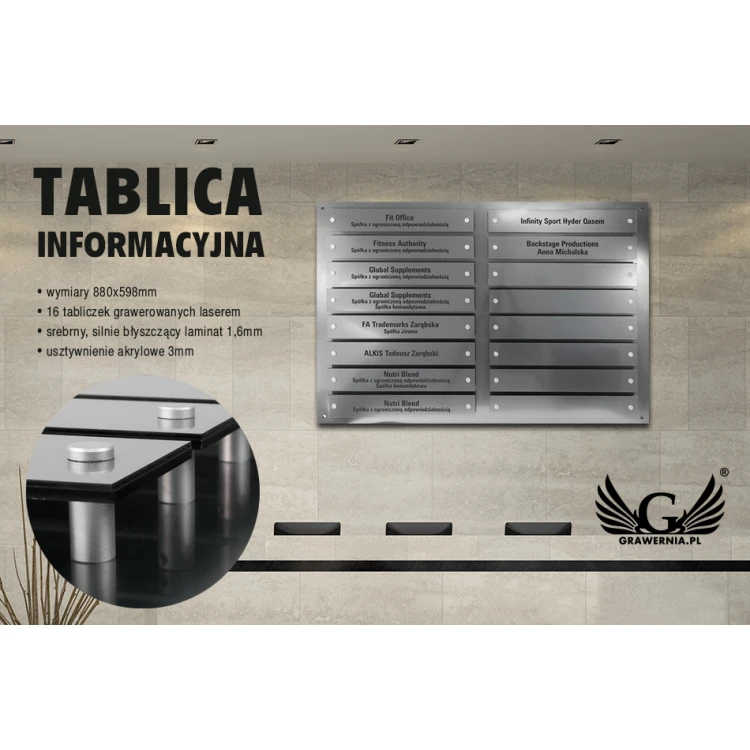 Information board for distances - laser engraved - dimensions: 880x598mm - TAB099