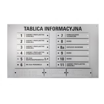 Information board with Braille alphabet - laser engraved - dimensions: 1000x600mm - TAB342
