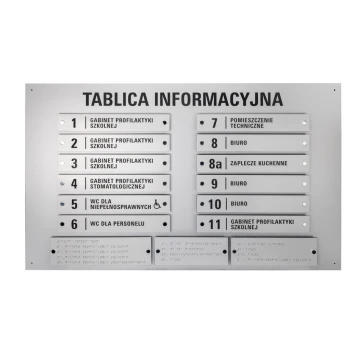 Information board with Braille alphabet - laser engraved - dimensions: 1000x600mm - TAB342