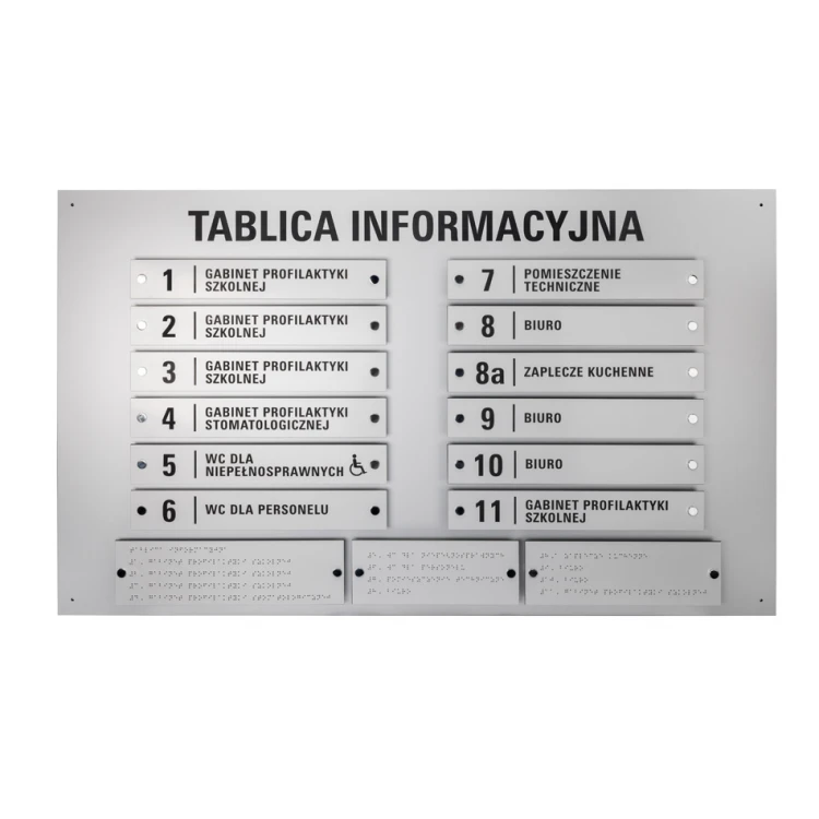 Information board with Braille alphabet - laser engraved - dimensions: 1000x600mm - TAB342