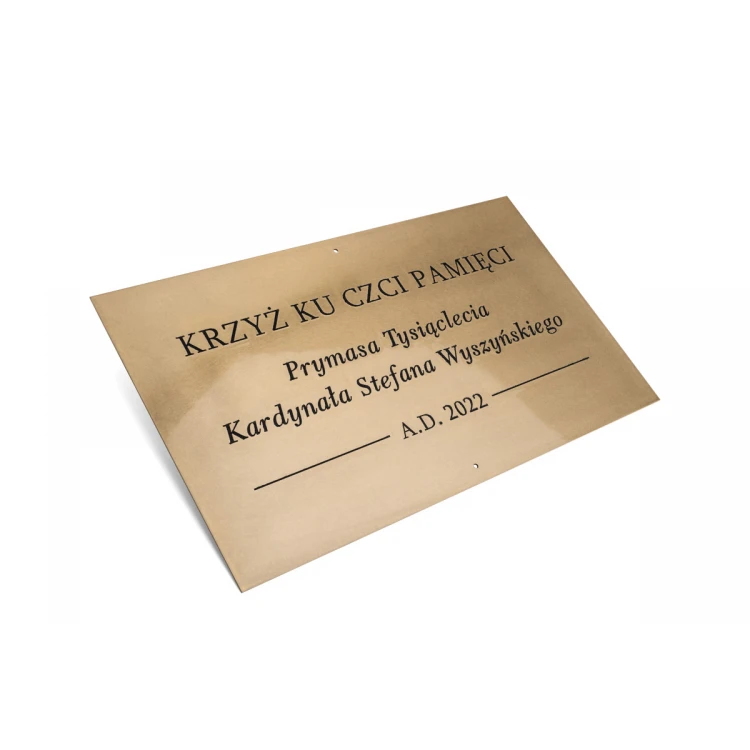 Engraved Brass Plate - Polished Brass - CNC Engraving with Filling - Size 500x300mm - TAB667