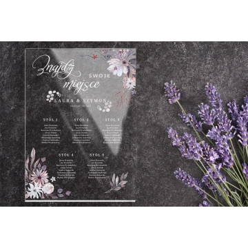 Wedding Seating Plan Board - 5mm Plexi with UV Print - Dimensions 500x700mm - TNS008