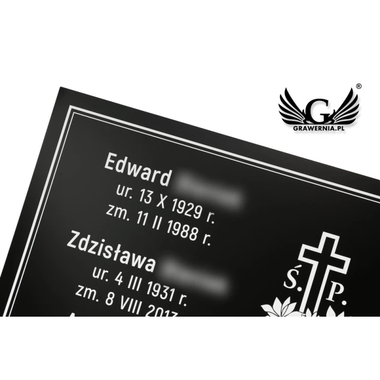GRAVESTONE PLAQUE - black smooth laminate - white engraving dim. 750x400mm - TAB071
