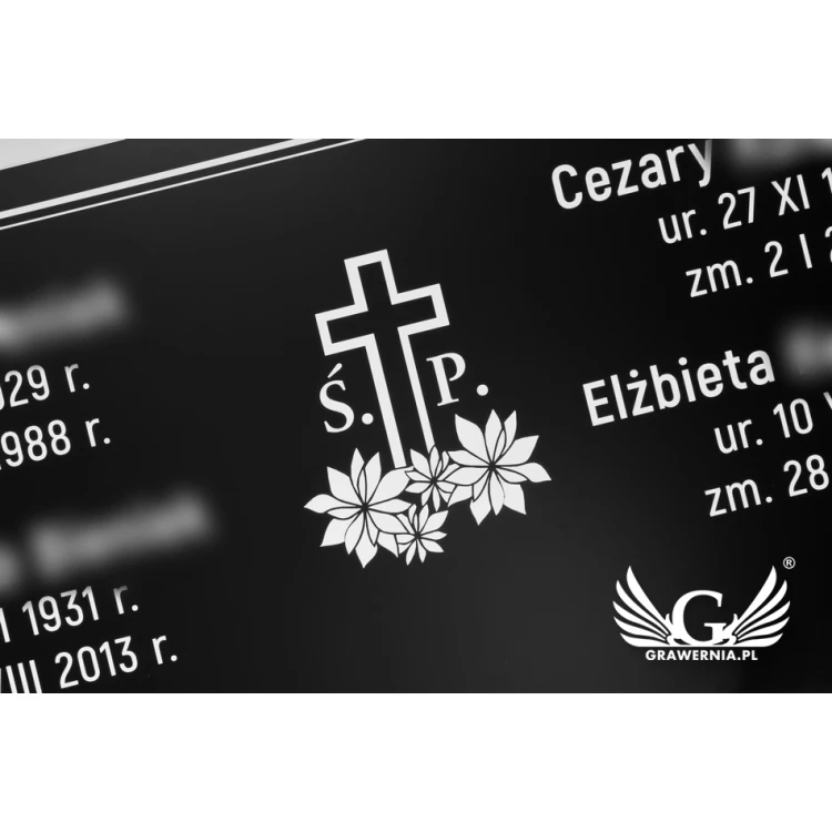 GRAVESTONE PLAQUE - black smooth laminate - white engraving dim. 750x400mm - TAB071