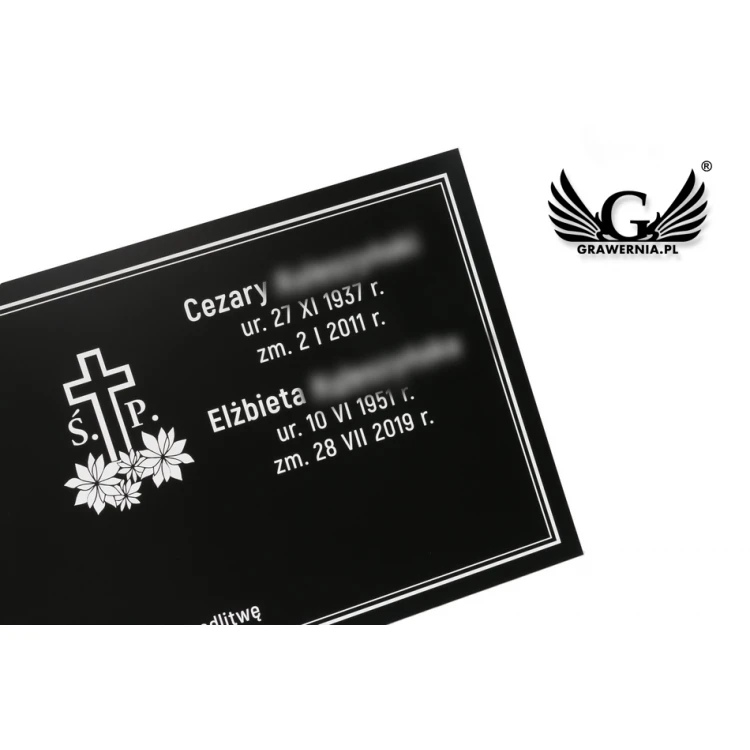GRAVESTONE PLAQUE - black smooth laminate - white engraving dim. 750x400mm - TAB071