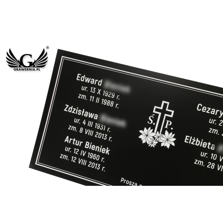 GRAVESTONE PLAQUE - black smooth laminate - white engraving dim. 750x400mm - TAB071