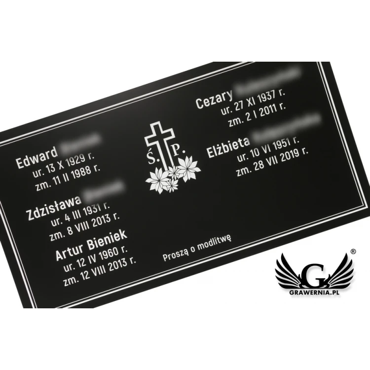 GRAVESTONE PLAQUE - black smooth laminate - white engraving dim. 750x400mm - TAB071