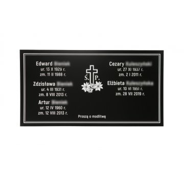 GRAVESTONE PLAQUE - black smooth laminate - white engraving dim. 750x400mm - TAB071