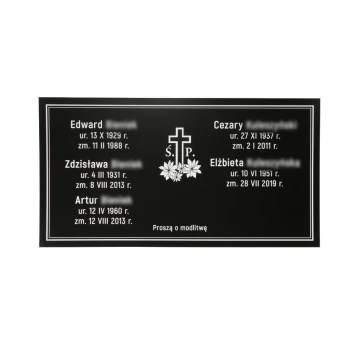 GRAVESTONE PLAQUE - black smooth laminate - white engraving dim. 750x400mm - TAB071
