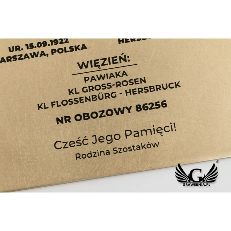 Memorial Plaque with Photo - Brushed and Lacquered Brass - Dimensions 300x210mm - TAB076