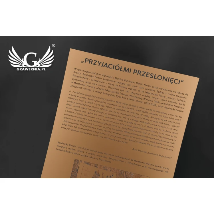 Engraved commemorative plaque with photo - exterior laminate - dimensions 400x550mm - TAB091